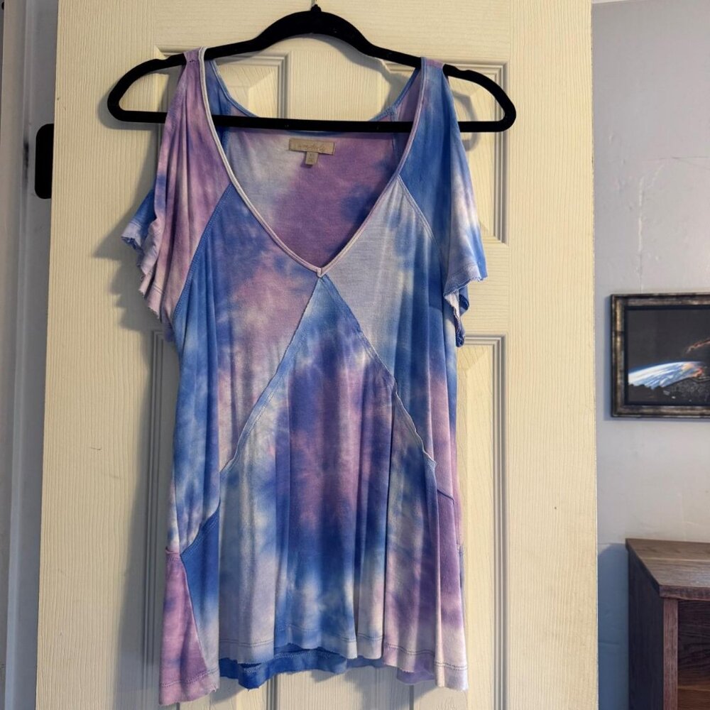 Tie Dye Cut Sleeve Blouse
